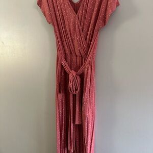 Latched Mama Pink Jumpsuit with White Dots.